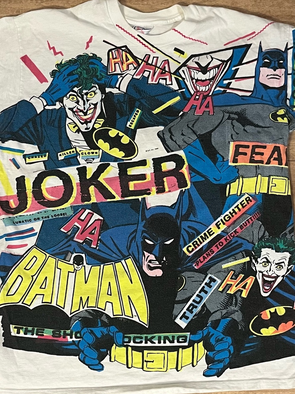 Rare Vintage 1989 DC Comics Batman & Joker Graphic Tee - White